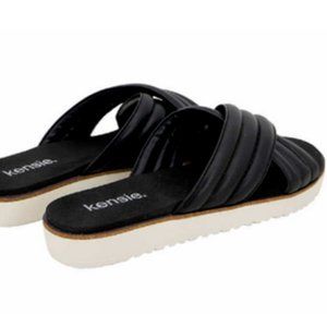 Kensie Women's Dream Slide w/Quilted Straps Padded Footbed Slip  Black